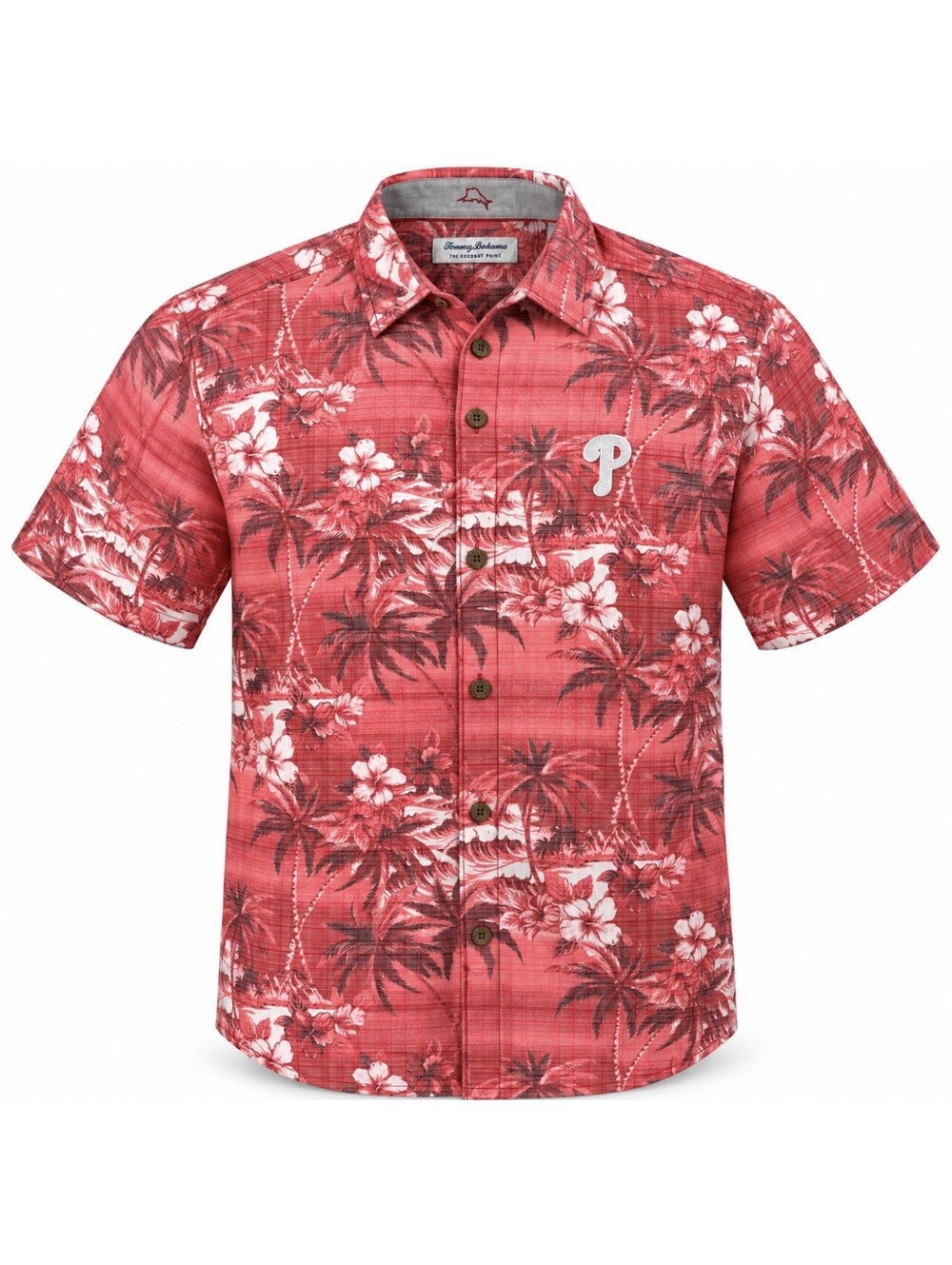 Tommy Bahama Philadelphia Phillies Men's Large Hawaiian Shirt Red Tropical MLB